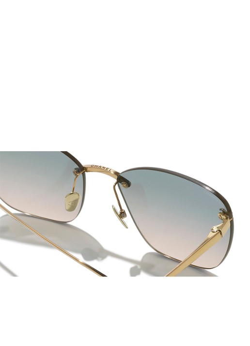 CHANEL CAT EYE ZONNEBRIL - detail 3 goud