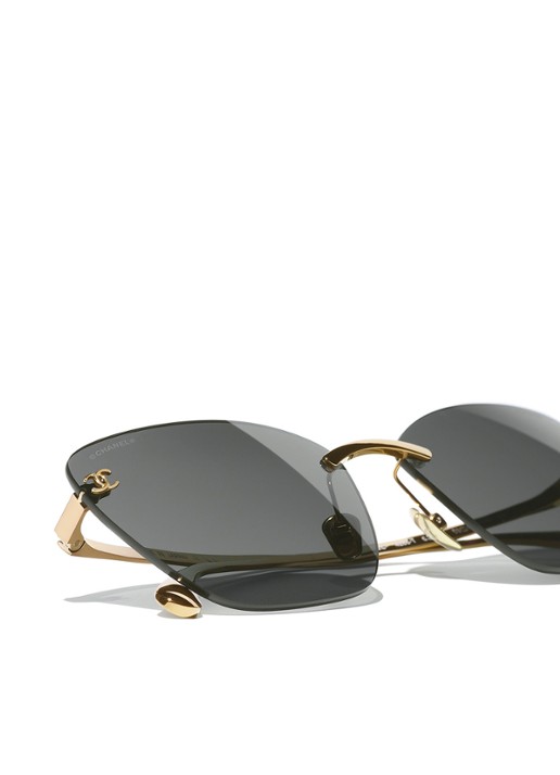 CHANEL CAT EYE ZONNEBRIL - detail 4 goud
