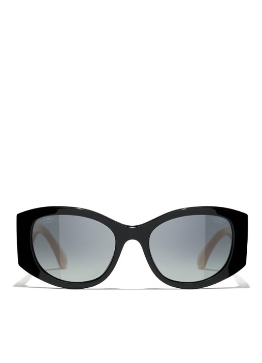 CHANEL OVALE ZONNEBRIL - voorkant 2 zwart