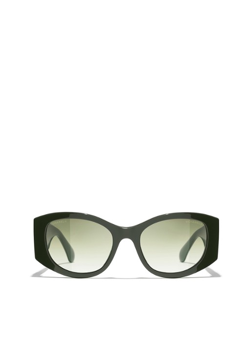 CHANEL OVALE ZONNEBRIL - detail groen