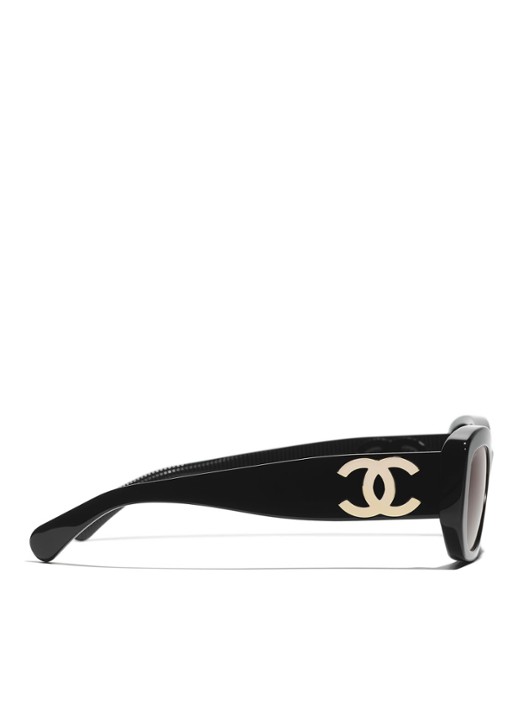 CHANEL RECHTHOEKIGE ZONNEBRIL - detail 3 zwart