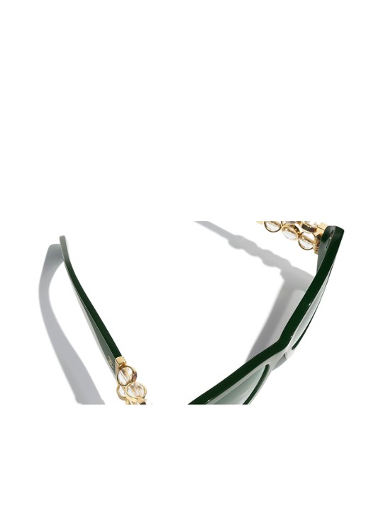 CHANEL RECHTHOEKIGE ZONNEBRIL - detail 3 groen
