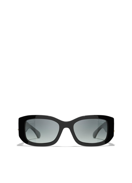 CHANEL RECHTHOEKIGE ZONNEBRIL - detail zwart