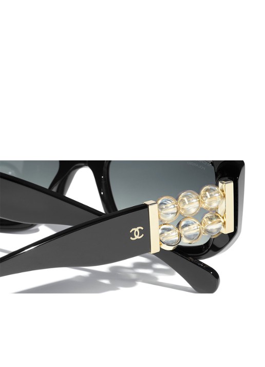 CHANEL RECHTHOEKIGE ZONNEBRIL - detail 3 zwart