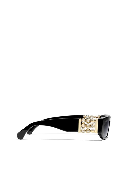 CHANEL RECHTHOEKIGE ZONNEBRIL - detail 3 zwart