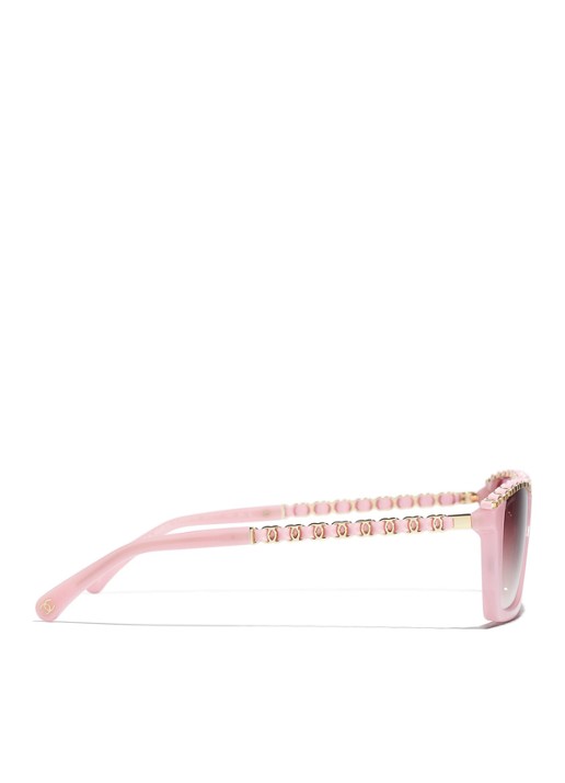CHANEL RECHTHOEKIGE ZONNEBRIL - detail 3 roze