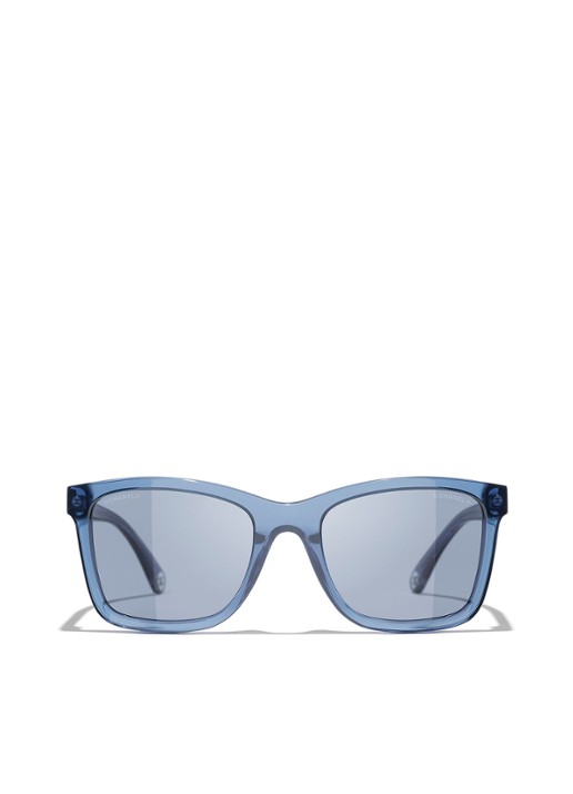 CHANEL RECHTHOEKIGE ZONNEBRIL - detail 2 blauw