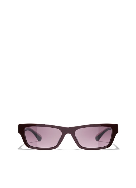 CHANEL RECHTHOEKIGE ZONNEBRIL - detail rood