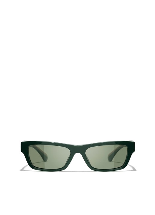 CHANEL RECHTHOEKIGE ZONNEBRIL - detail groen
