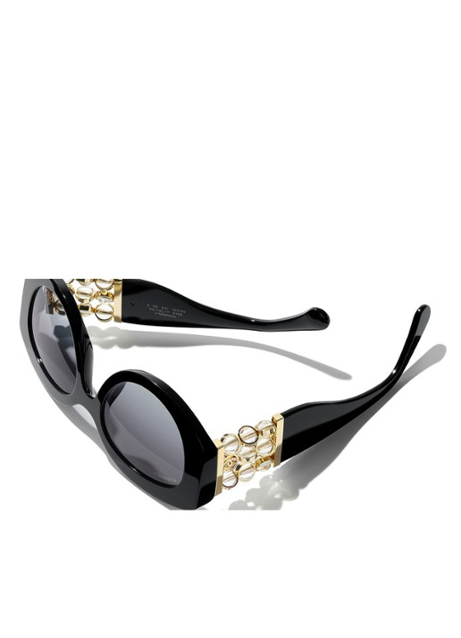 CHANEL RONDE ZONNEBRIL - detail 3 zwart