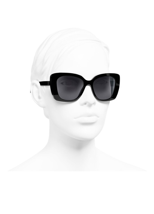 CHANEL VIERKANTE ZONNEBRIL - detail 5 zwart