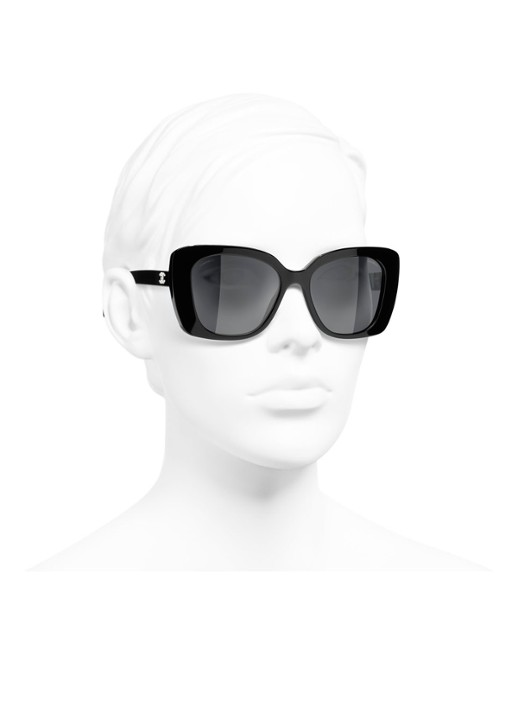 CHANEL VIERKANTE ZONNEBRIL - detail 5 zwart