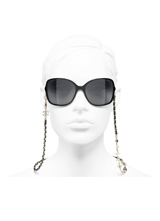 CHANEL VIERKANTE ZONNEBRIL - detail 6 zwart