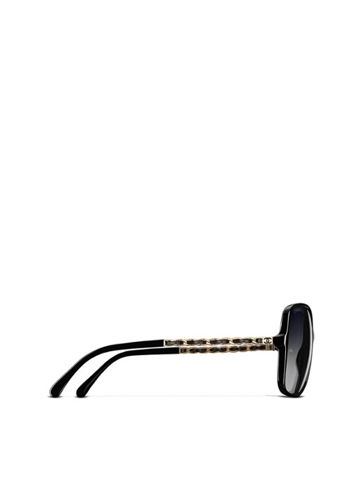 CHANEL VIERKANTE ZONNEBRIL - detail 2 zwart