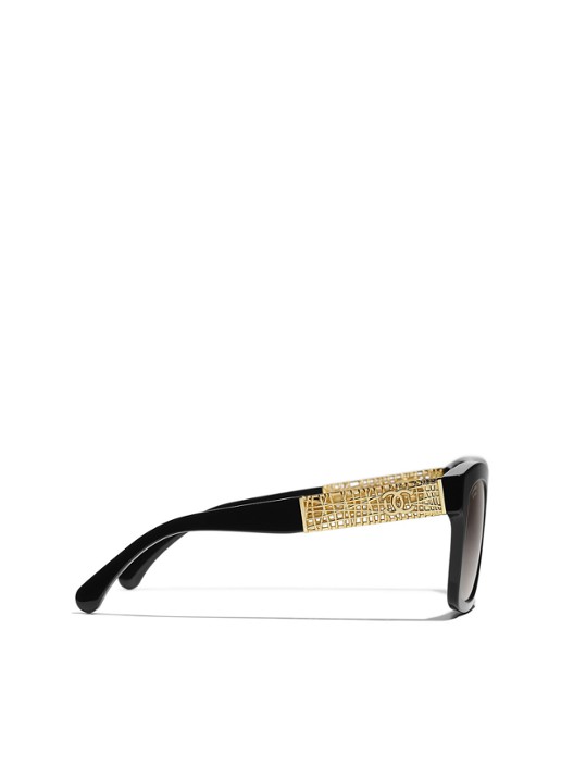 CHANEL VIERKANTE ZONNEBRIL - detail 3 zwart