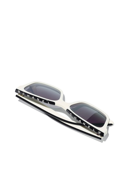 CHANEL VIERKANTE ZONNEBRIL - detail 4 wit
