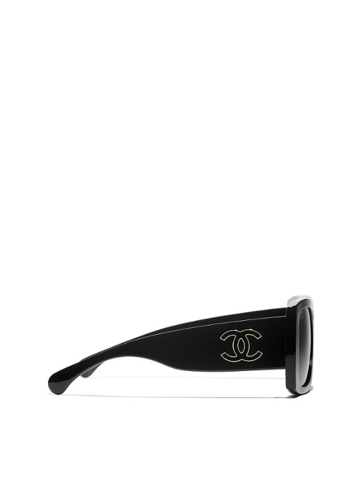 CHANEL VIERKANTE ZONNEBRIL - detail 2 zwart
