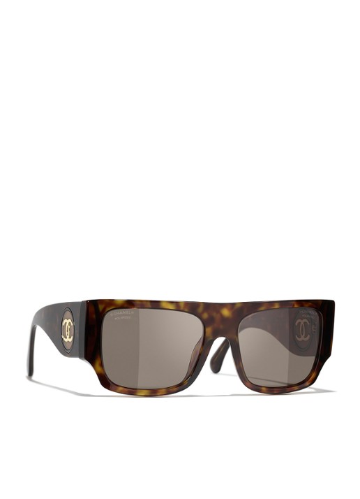 CHANEL VIERKANTE ZONNEBRIL - voorkant 3 bruin