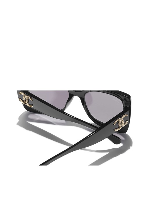 CHANEL VIERKANTE ZONNEBRIL - detail 3 zwart