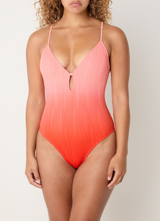 Chantelle Badpak met gekruiste banden  - detail 2 koraalrood