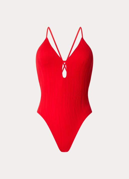 Chantelle Badpak met gekruiste banden  - voorkant rood