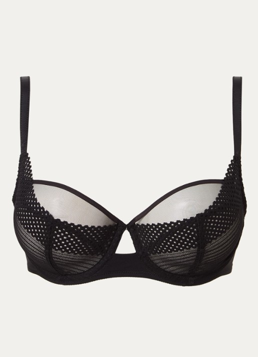 Chantelle Beugel bh met kant en mesh - voorkant 4 zwart