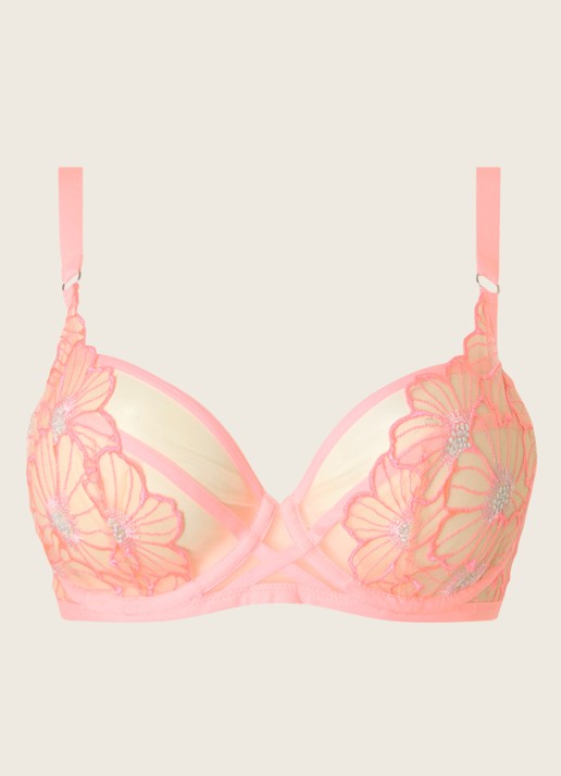 Chantelle Beugel bh van mesh met bloemborduring - voorkant 4 roze