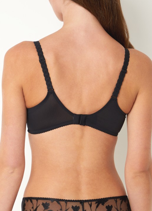 Chantelle Bloemen beugel bh van mesh met bloemborduring - achterkant 5 zwart