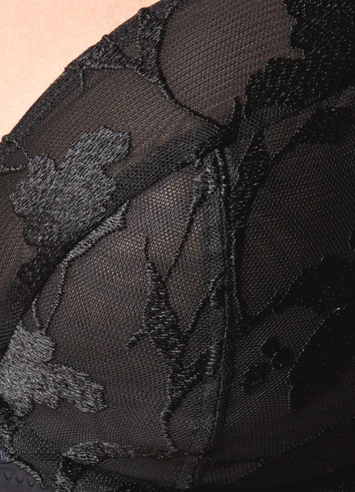 Chantelle Bloemen beugel bh van mesh met bloemborduring - detail 2 zwart