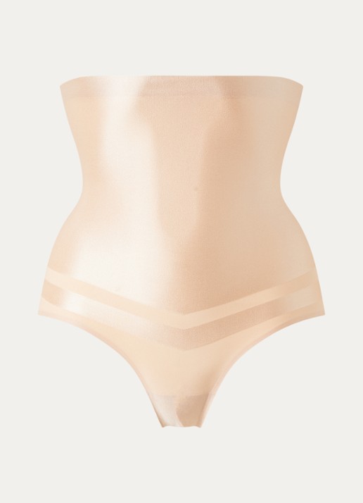 Chantelle Brilliant Shaping high waisted corrigerende slip met glanzende finish - voorkant creme