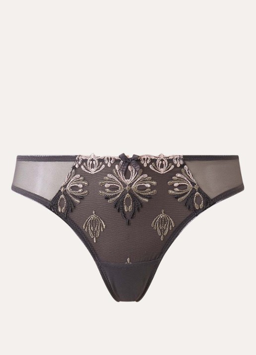 Chantelle Champs Elysees tanga van kant - voorkant 2 middengrijs