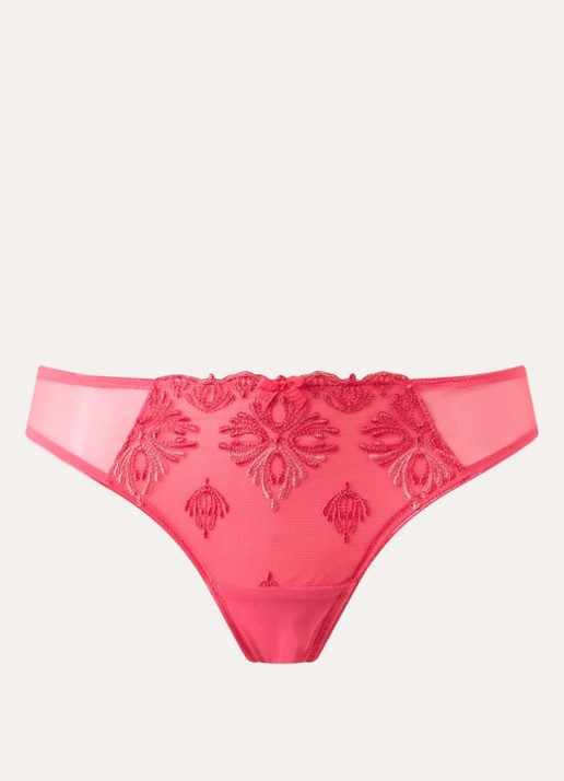 Chantelle Champs Elysees tanga van kant - voorkant 2 koraalrood