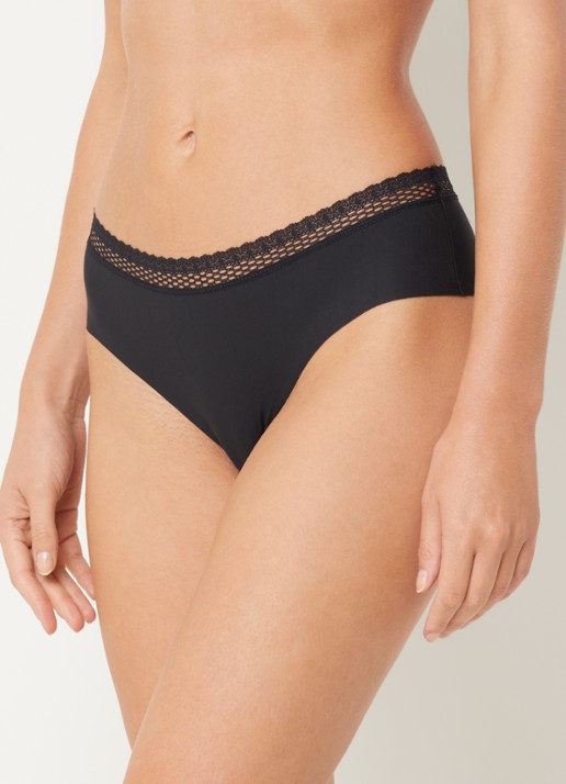 Chantelle Cozy Chic hipster met kant - voorkant 2 zwart