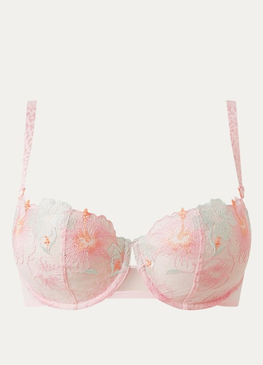 Chantelle Daydream beugel bh van mesh met bloemborduring - voorkant 4 lichtroze