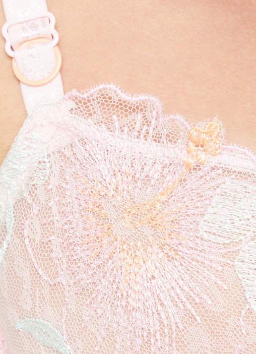 Chantelle Daydream beugel bh van mesh met bloemborduring - detail 3 lichtroze