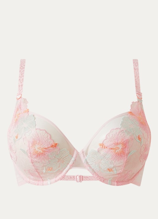 Chantelle Daydream beugel bh van mesh met overlay van kant - voorkant 2 lichtroze