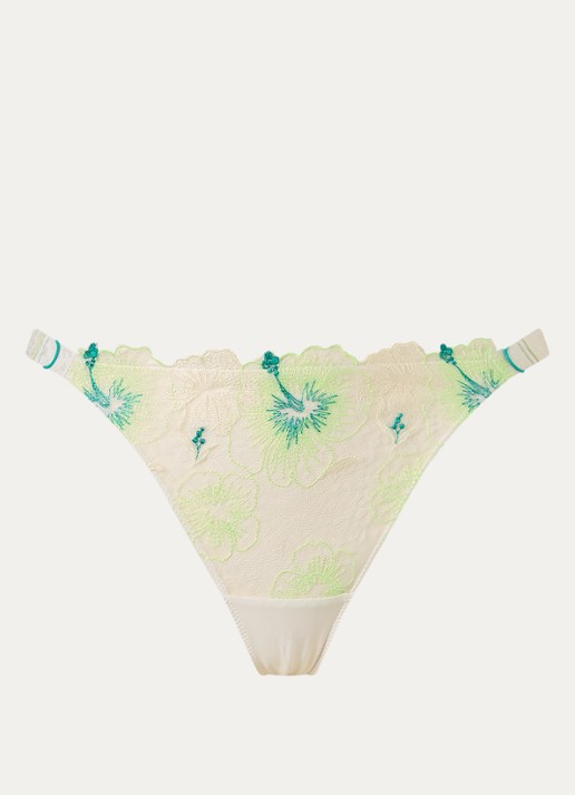 Chantelle Daydream tanga van mesh met borduring - voorkant 2 lime
