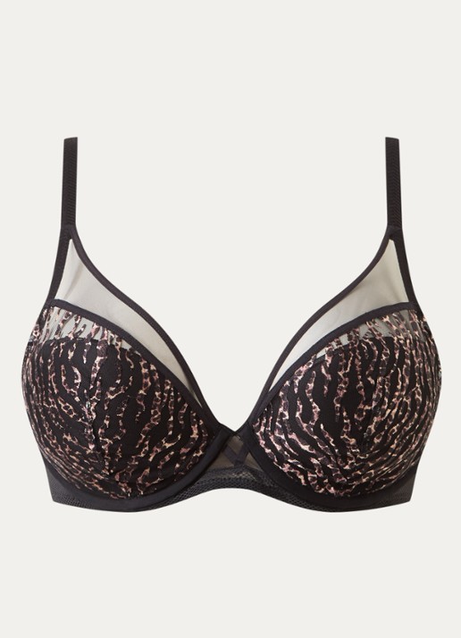 Chantelle Electra beugel bh met panterprint en overlay van mesh