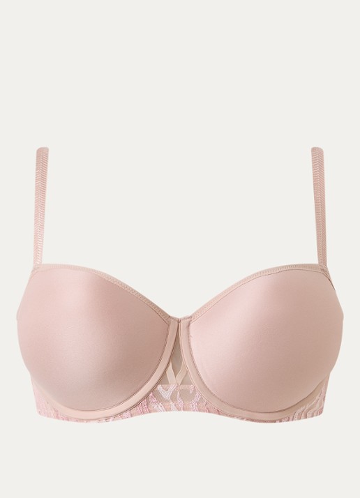 Chantelle Electra beugel bh van mesh met borduring - voorkant oudroze