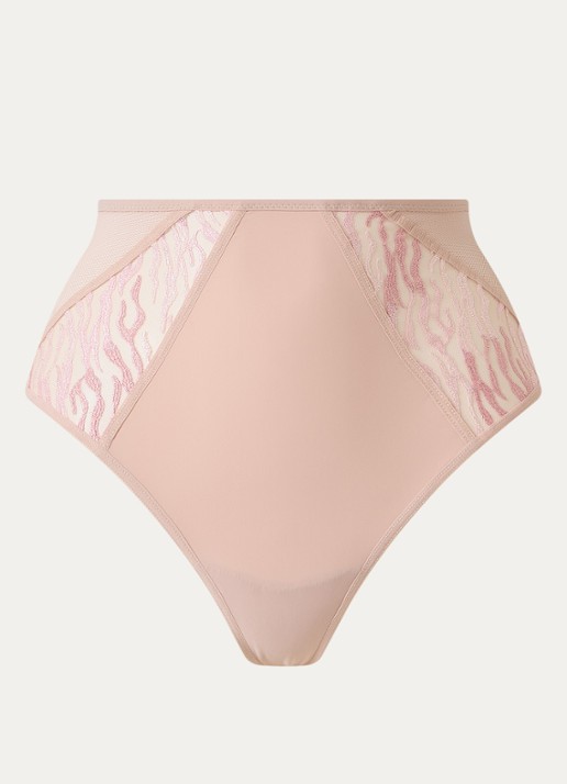 Chantelle Electra high waisted tanga met mesh - voorkant 2 oudroze