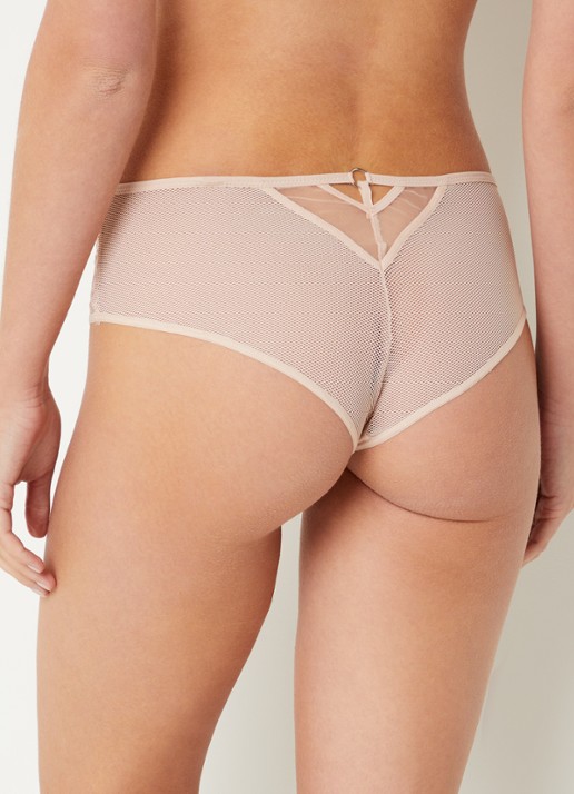 Chantelle Electra hipster van mesh met borduring - achterkant 3 oudroze
