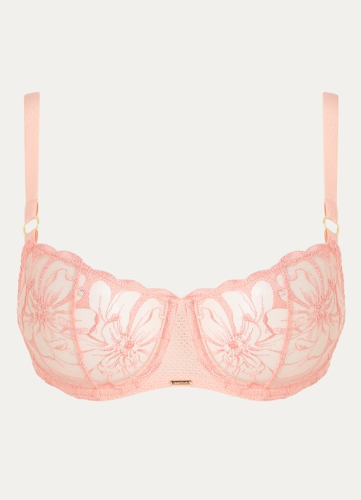 Chantelle Fleurs balconette bh van kant - voorkant 3 perzikroze
