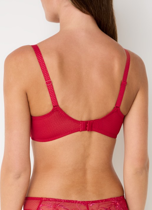 Chantelle Fleurs balconette bh van kant - achterkant rood
