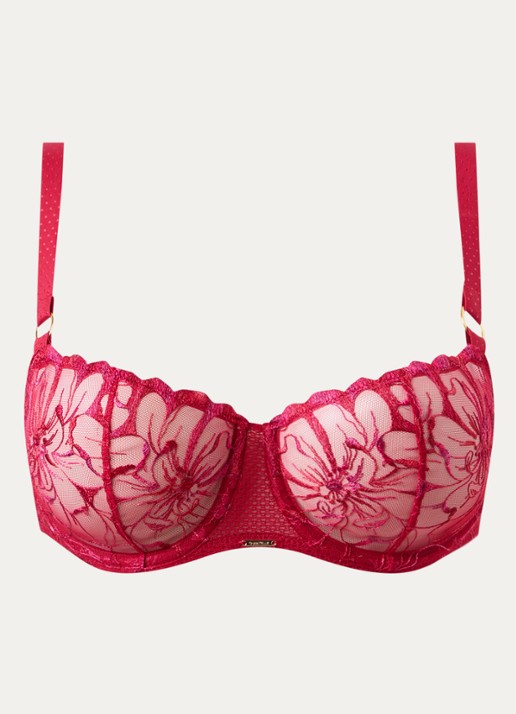 Chantelle Fleurs balconette bh van kant - voorkant 4 rood