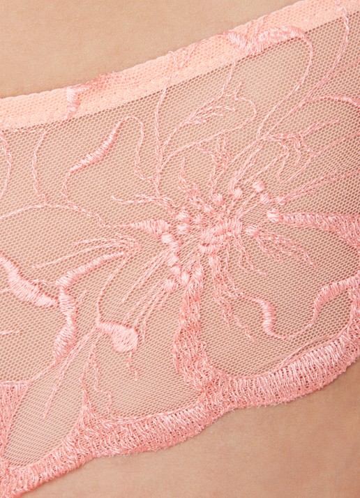 Chantelle Fleurs shorty van mesh met borduring - detail 2 perzikroze