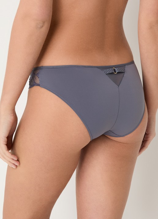 Chantelle Fleurs slip met borduring - achterkant 3 antraciet
