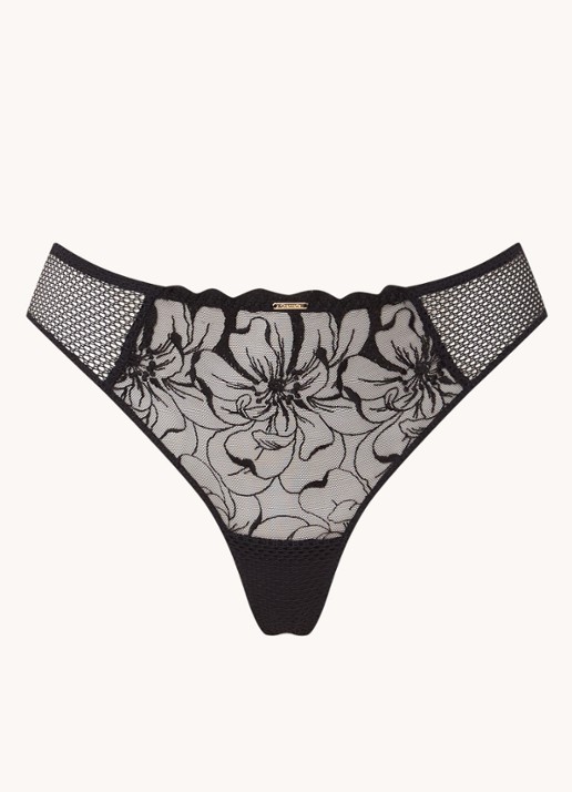 Chantelle Fleurs tanga van kant - voorkant 6 zwart
