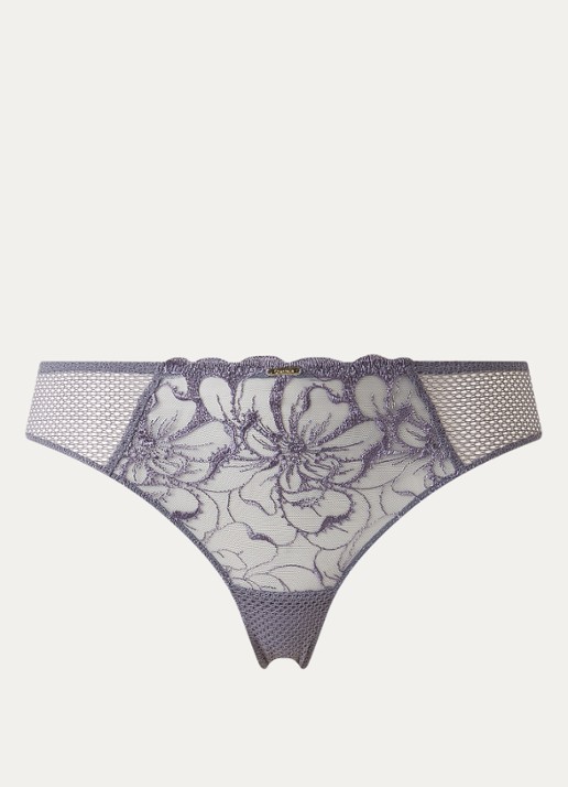 Chantelle Fleurs tanga van kant - voorkant 3 taupe