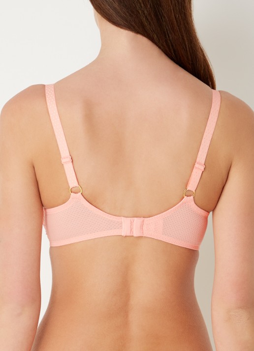 Chantelle Fleurs voorgevormde plunge bh met borduring - achterkant 5 koraalroze