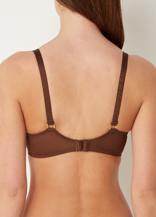 Chantelle Fleurs voorgevormde plunge bh met borduring - achterkant 5 donkerbruin